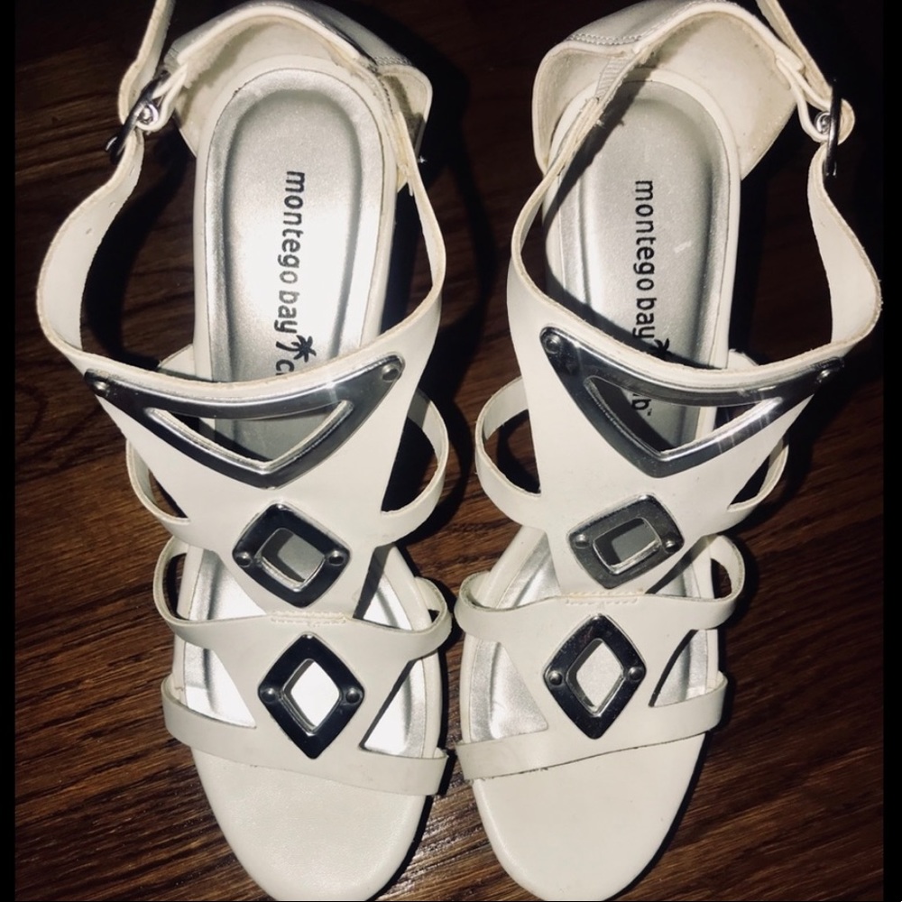 Strappy White Wedges